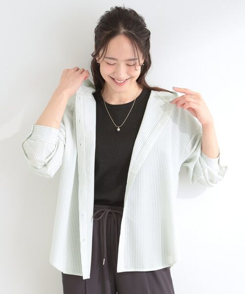 SHOO・LA・RUE / シューラルー シャツ・ブラウス | ストライプフードシャツ | 詳細9