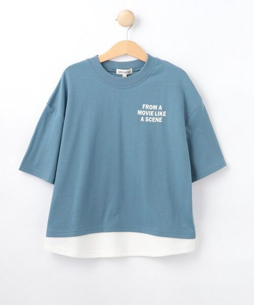 SHOO・LA・RUE / シューラルー Tシャツ | 【100-150cm】ドッキングバックフォトTシャツ（ブルー(093)）
