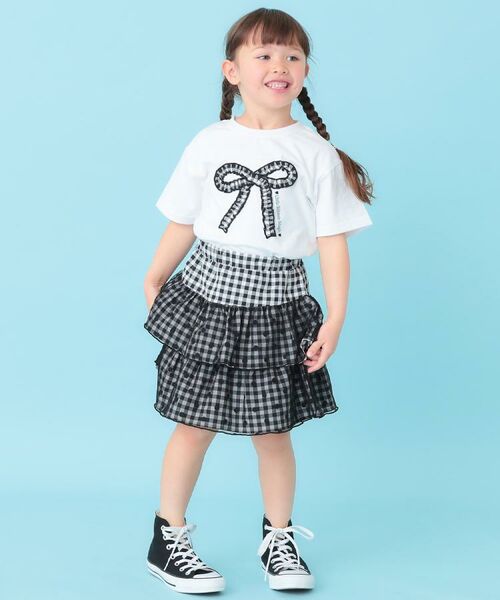 SHOO・LA・RUE / シューラルー Tシャツ | 【100-150cm】ギンガムリボンTシャツ | 詳細12