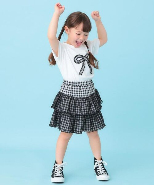 SHOO・LA・RUE / シューラルー Tシャツ | 【100-150cm】ギンガムリボンTシャツ | 詳細14