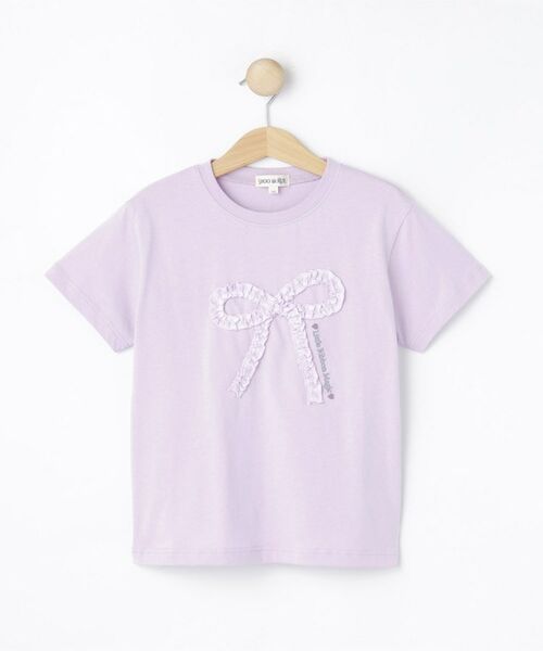 SHOO・LA・RUE / シューラルー Tシャツ | 【100-150cm】ギンガムリボンTシャツ(ラベンダー(080))