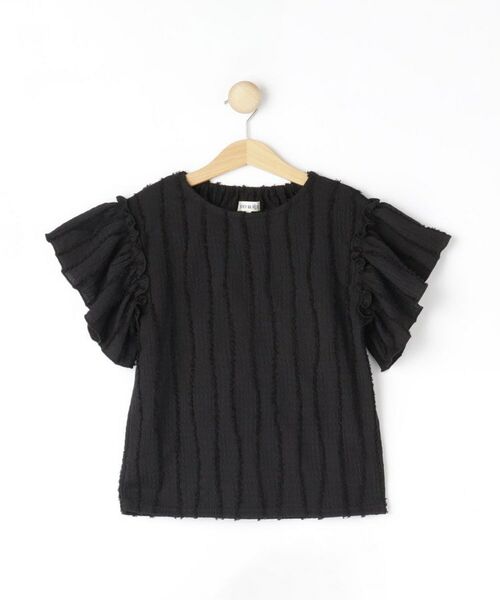 SHOO・LA・RUE / シューラルー カットソー | 【100-150cm】フリンジジャカードフリルカットソー（ブラック(019)）