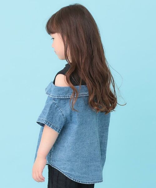SHOO・LA・RUE / シューラルー カットソー | 【120-150cm】肩あきデニムドッキングシャツ | 詳細12