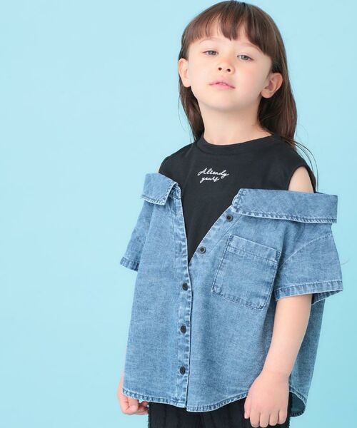 SHOO・LA・RUE / シューラルー カットソー | 【120-150cm】肩あきデニムドッキングシャツ | 詳細14