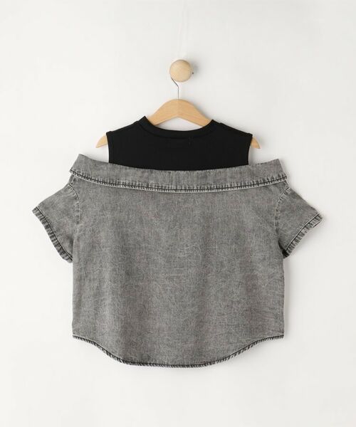 SHOO・LA・RUE / シューラルー カットソー | 【120-150cm】肩あきデニムドッキングシャツ | 詳細2