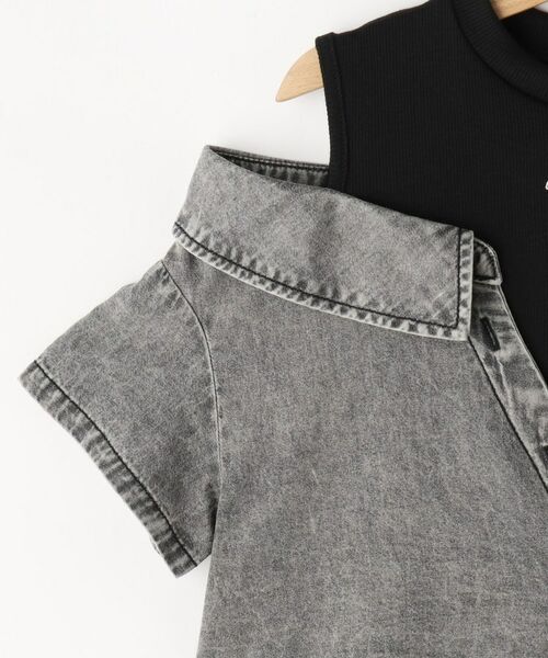 SHOO・LA・RUE / シューラルー カットソー | 【120-150cm】肩あきデニムドッキングシャツ | 詳細4