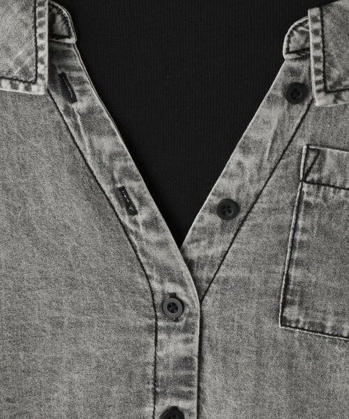 SHOO・LA・RUE / シューラルー カットソー | 【120-150cm】肩あきデニムドッキングシャツ | 詳細7