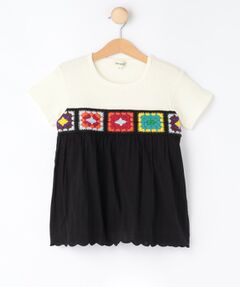 SHOO・LA・RUE / シューラルー Tシャツ | 【100-150cm】クロシェ編みデザインTシャツ