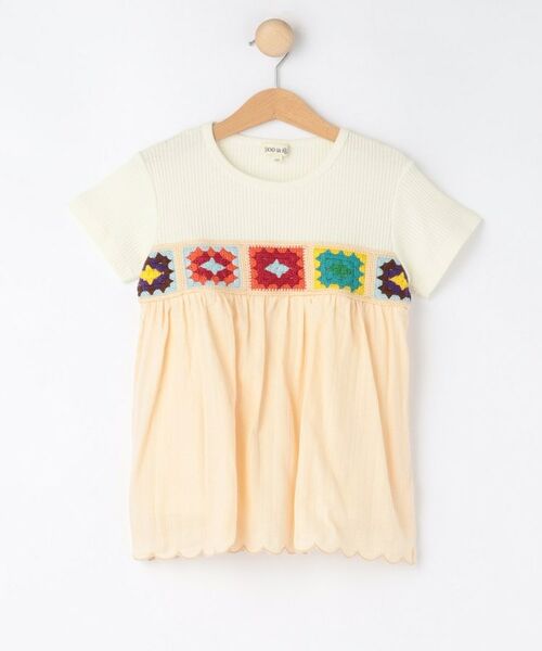 SHOO・LA・RUE / シューラルー Tシャツ | 【100-150cm】クロシェ編みデザインTシャツ（オフホワイト(003)）