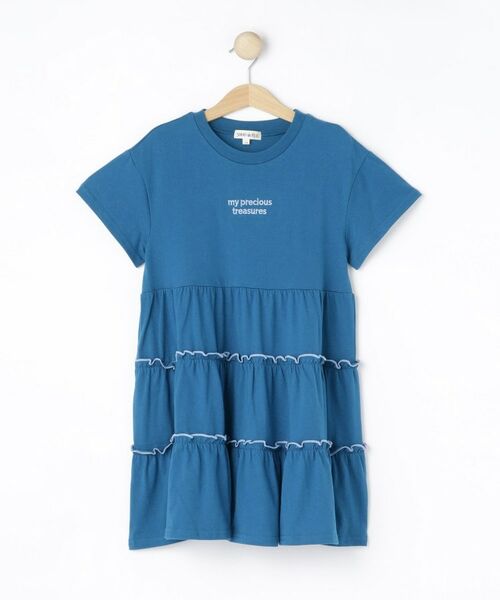 SHOO・LA・RUE / シューラルー ロング・マキシ丈ワンピース | 【100-150cm】配色メローティアードワンピース（ブルー(093)）