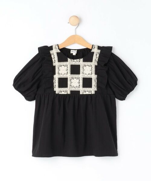SHOO・LA・RUE / シューラルー チュニック | 【100-150cm】クロシェチュニックブラウス（ブラック(019)）