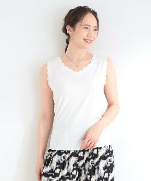 SHOO・LA・RUE / シューラルー キャミソール・チューブトップ | 前後2WAYネック レースデザインタンクトップ | 詳細1