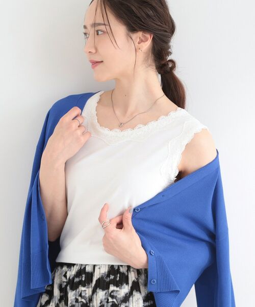 SHOO・LA・RUE / シューラルー キャミソール・チューブトップ | 前後2WAYネック レースデザインタンクトップ（ホワイト(001)）