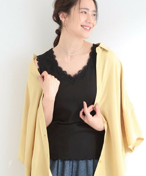 SHOO・LA・RUE / シューラルー キャミソール・チューブトップ | 前後2WAYネック レースデザインタンクトップ（ブラック(019)）