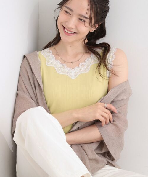 SHOO・LA・RUE / シューラルー キャミソール・チューブトップ | 前後2WAYネック レースデザインタンクトップ（ライトイエロー(030)）