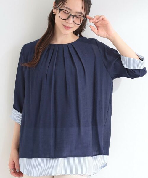 SHOO・LA・RUE / シューラルー カットソー | スラブレイヤードトップス（ネイビー(094)）