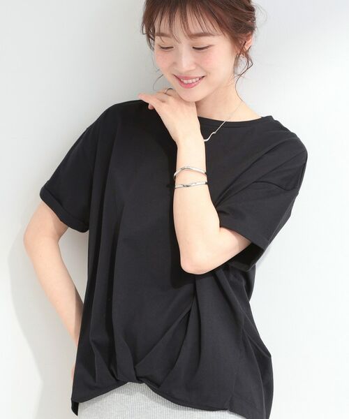 SHOO・LA・RUE / シューラルー Tシャツ | 【SHOO ICE】インしてる風 フロントタックデザインTシャツ(ブラック(019))