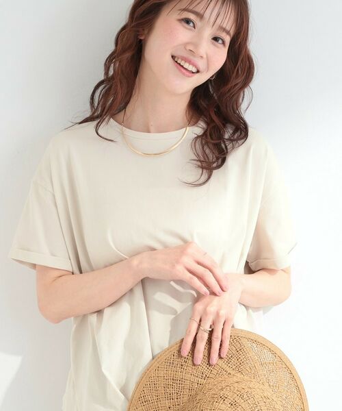 SHOO・LA・RUE / シューラルー Tシャツ | 【SHOO ICE】インしてる風 フロントタックデザインTシャツ(ライトベージュ(051))