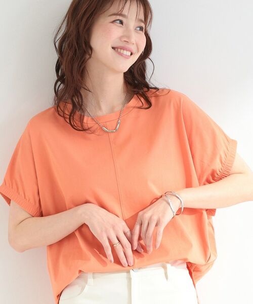 SHOO・LA・RUE / シューラルー Tシャツ | 【SHOO ICEプラス】袖ギャザードルマンTシャツ(オレンジ(067))