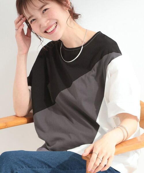 SHOO・LA・RUE / シューラルー カットソー | ななめ3段切り替えドルマンプルオーバー(ブラック(519))