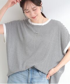 SHOO・LA・RUE / シューラルー カットソー | ポコポコ調 楊柳プリント・ボーダーアソートTシャツ