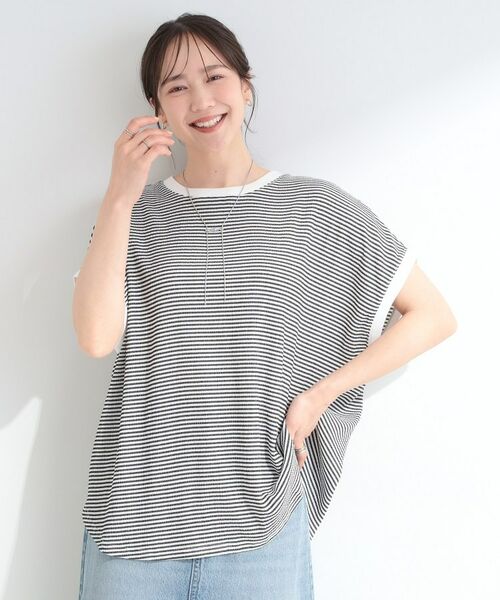 SHOO・LA・RUE / シューラルー カットソー | ポコポコ調 楊柳プリント・ボーダーアソートTシャツ | 詳細17