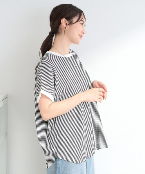 SHOO・LA・RUE / シューラルー カットソー | ポコポコ調 楊柳プリント・ボーダーアソートTシャツ | 詳細18