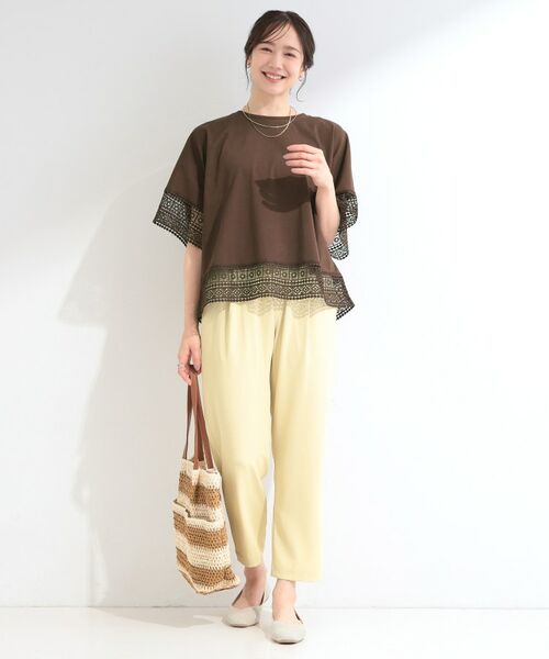 SHOO・LA・RUE / シューラルー カットソー | 【洗濯機可/ひんやり/体型カバー】レース使いがポイント 1枚でサマになるデザインTシャツ | 詳細11