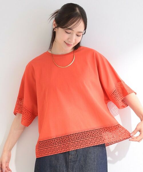 SHOO・LA・RUE / シューラルー カットソー | 【洗濯機可/ひんやり/体型カバー】レース使いがポイント 1枚でサマになるデザインTシャツ | 詳細13