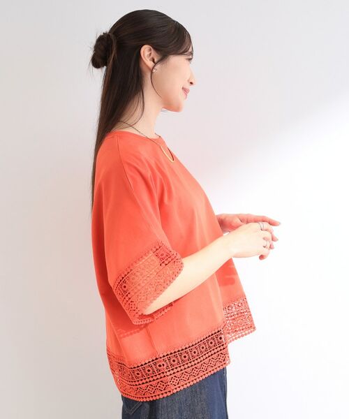 SHOO・LA・RUE / シューラルー カットソー | 【洗濯機可/ひんやり/体型カバー】レース使いがポイント 1枚でサマになるデザインTシャツ | 詳細14