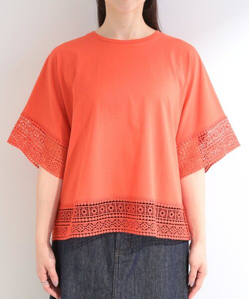 SHOO・LA・RUE / シューラルー カットソー | 【洗濯機可/ひんやり/体型カバー】レース使いがポイント 1枚でサマになるデザインTシャツ | 詳細17