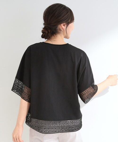 SHOO・LA・RUE / シューラルー カットソー | 【洗濯機可/ひんやり/体型カバー】レース使いがポイント 1枚でサマになるデザインTシャツ | 詳細6