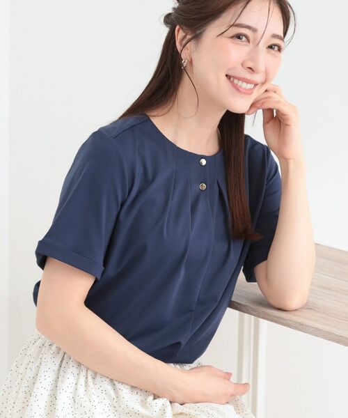 SHOO・LA・RUE / シューラルー シャツ・ブラウス | 【多機能】メタルボタンタックブラウス（ネイビー(094)）