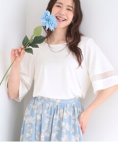 【多機能】袖シアー切り替えトップス