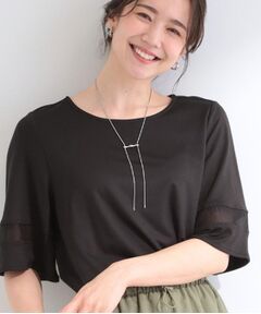 SHOO・LA・RUE / シューラルー カットソー | 【洗濯機可/ひんやり/S-LL】お袖のシアーで抜け感プラス 二の腕隠せるフレアスリーブトップス