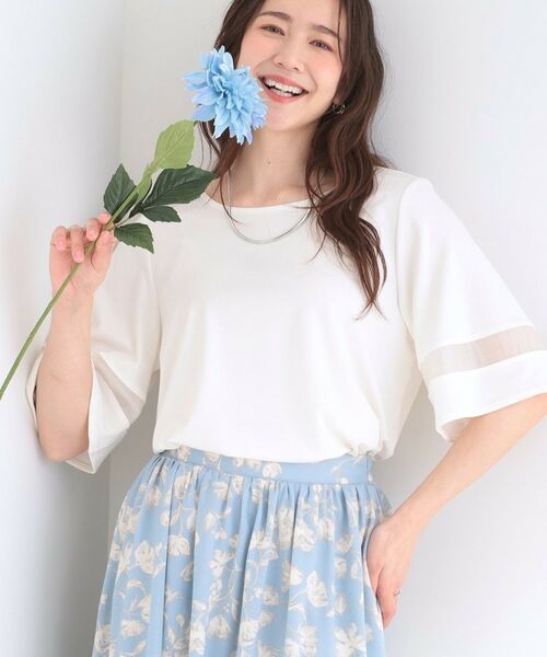 SHOO・LA・RUE / シューラルー カットソー | 【多機能】袖シアー切り替えトップス（オフホワイト(003)）