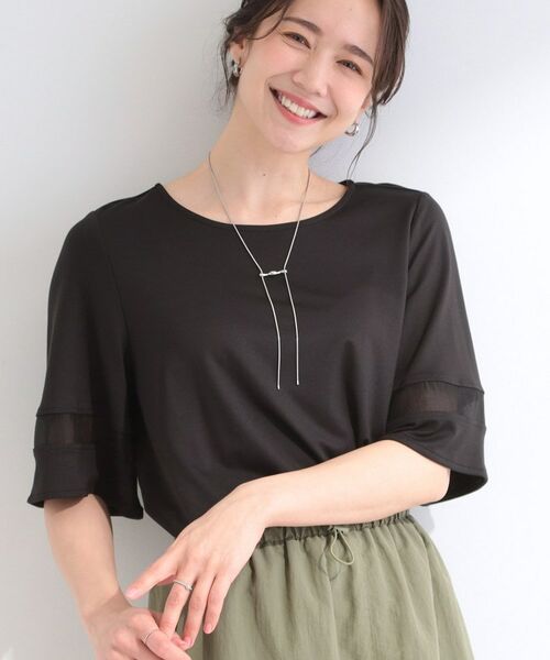 SHOO・LA・RUE / シューラルー カットソー | 【多機能】袖シアー切り替えトップス（ブラック(019)）