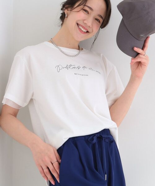 SHOO・LA・RUE / シューラルー カットソー | 【SHOO ICE】袖チュールレイヤード プリントアソートTシャツ（ホワイト(101)）