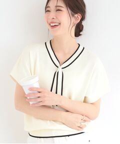 SHOO・LA・RUE / シューラルー ニット・セーター | 【お家で洗える】 さらっとボウタイ半袖ニット