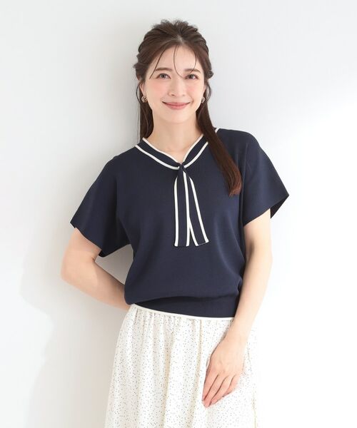 SHOO・LA・RUE / シューラルー ニット・セーター | 【お家で洗える】 さらっとボウタイ半袖ニット | 詳細13