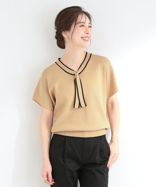 SHOO・LA・RUE / シューラルー ニット・セーター | 【お家で洗える】 さらっとボウタイ半袖ニット | 詳細5