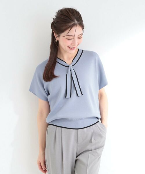 SHOO・LA・RUE / シューラルー ニット・セーター | 【お家で洗える】 さらっとボウタイ半袖ニット | 詳細9