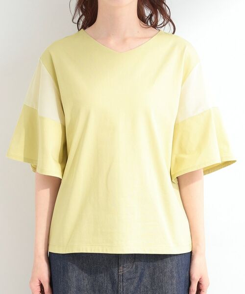 SHOO・LA・RUE / シューラルー カットソー | 【SHOO ICE】1枚でサマになる 袖異素材フレアスリーブTシャツ | 詳細13