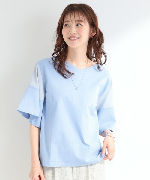SHOO・LA・RUE / シューラルー カットソー | 【SHOO ICE】1枚でサマになる 袖異素材フレアスリーブTシャツ | 詳細9