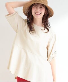 SHOO・LA・RUE / シューラルー カットソー | 【SHOO ICEプラス】ペプラム切り替え 袖ねじりプルオーバー