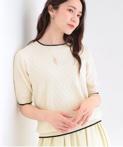 SHOO・LA・RUE / シューラルー ニット・セーター | ダイヤ柄ハーフ袖ニット