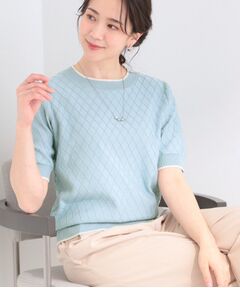 SHOO・LA・RUE / シューラルー ニット・セーター | ダイヤ柄ハーフ袖ニット