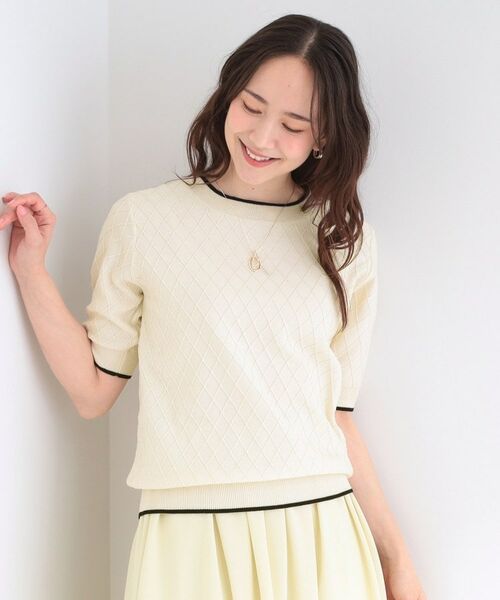 SHOO・LA・RUE / シューラルー ニット・セーター | ダイヤ柄ハーフ袖ニット | 詳細1