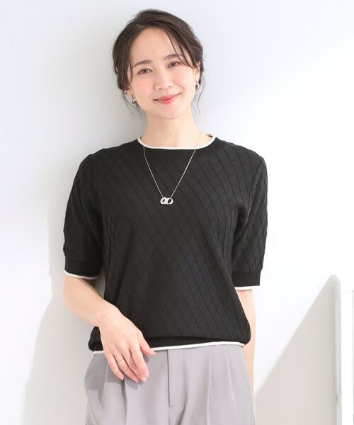 SHOO・LA・RUE / シューラルー ニット・セーター | ダイヤ柄ハーフ袖ニット | 詳細5