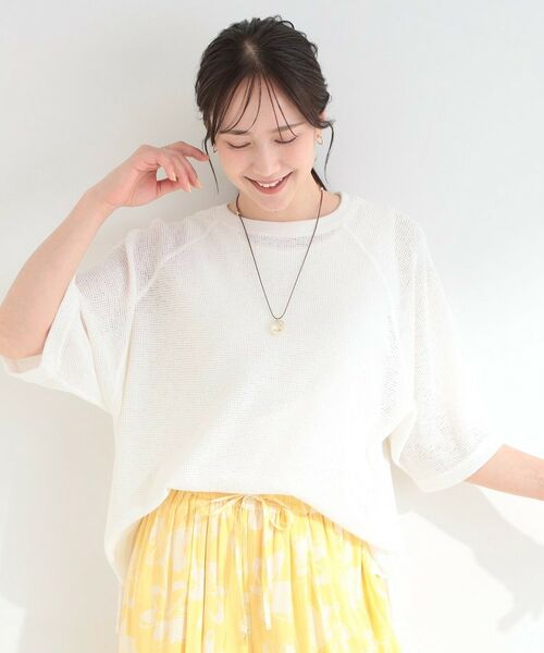 SHOO・LA・RUE / シューラルー カットソー | シアーワッフル ラグラン5分袖ゆるTシャツ | 詳細1
